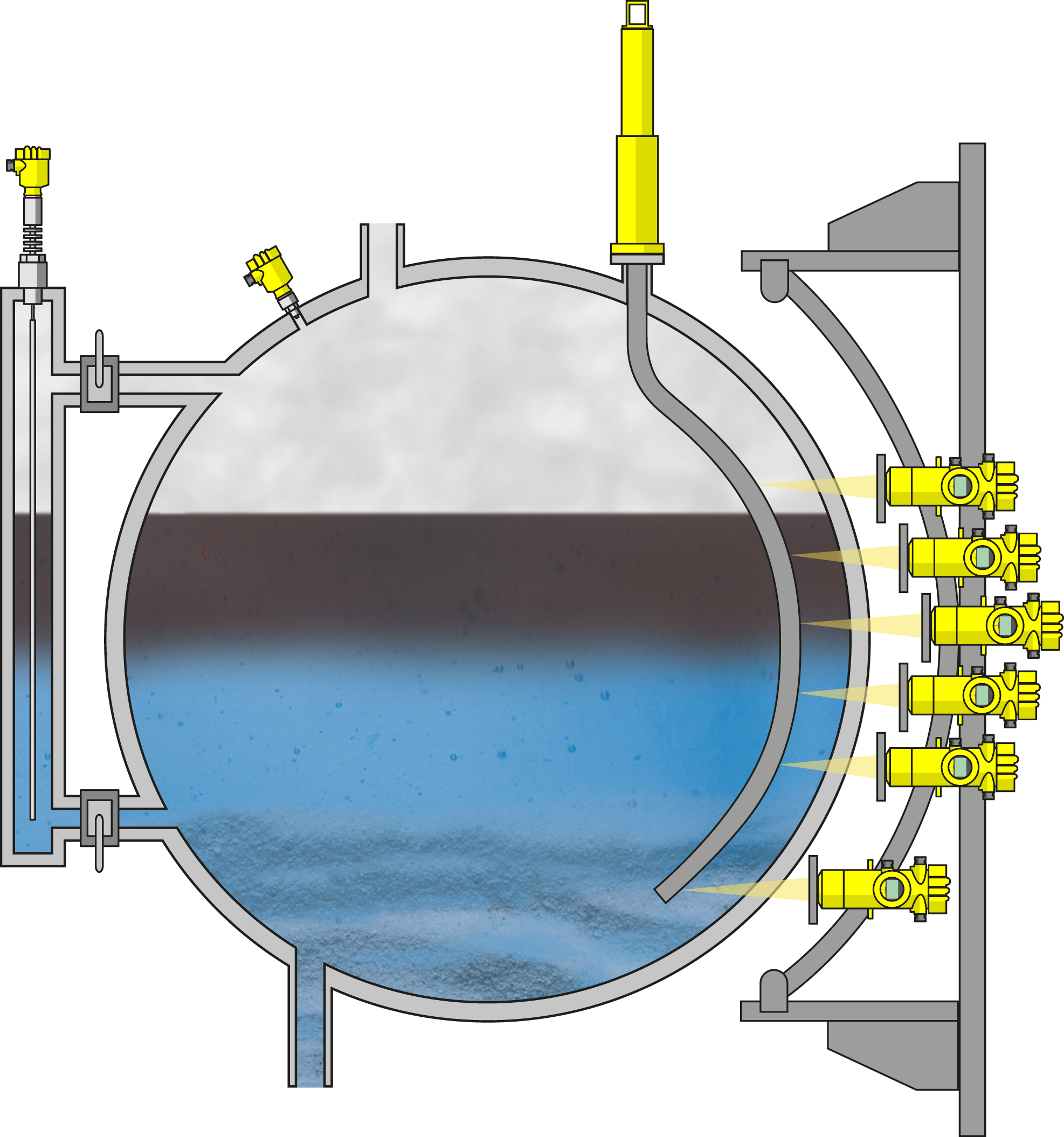 Level and pressure measurement in an oil separator