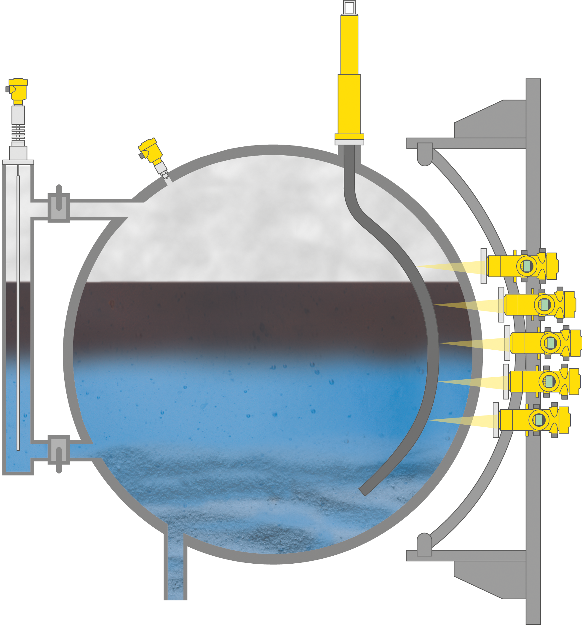 Level and pressure measurement in an oil separator