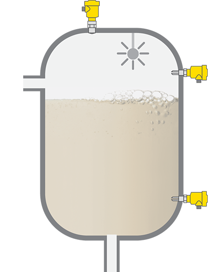 Level measurement in CIP system - cleaning agent storage tanks