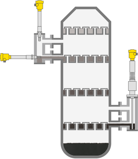 Level measurement and point level detection of column trays 