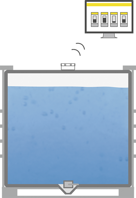 Level measurement of liquids in transport containers