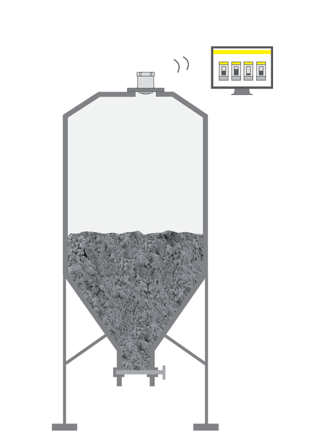 Level measurement in the transport container